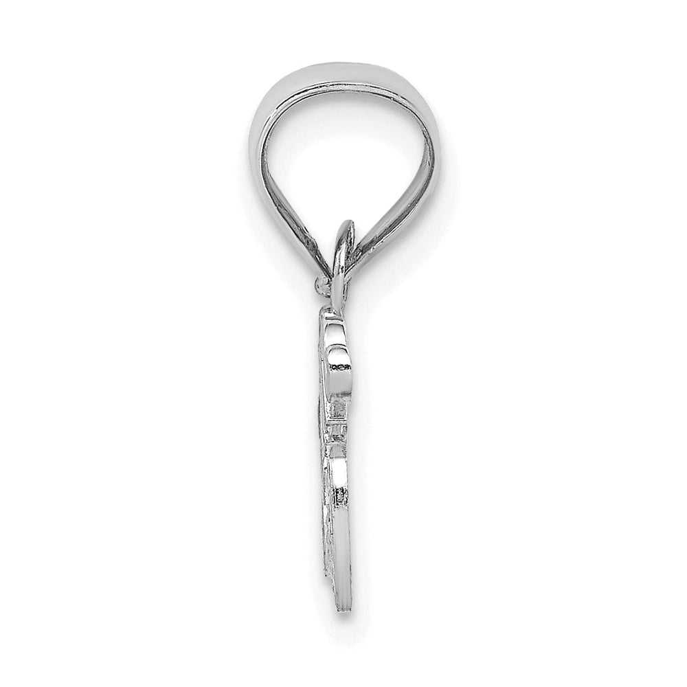 Lovely Rita's Pendants & Charms 14K White Gold Textured Polished Finish MOM with in Heart Design Charm Pendant