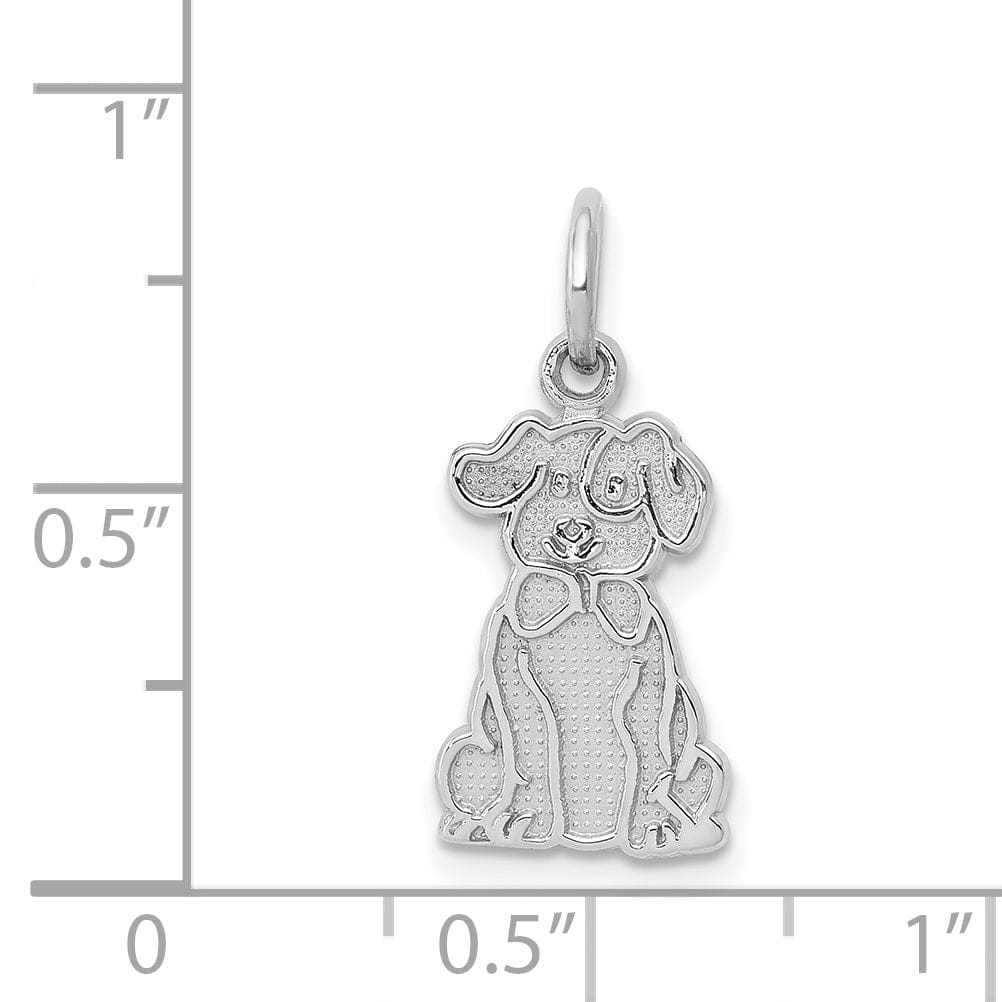 Lovely Rita's Pendants & Charms 14k White Gold Textured Polished Finish Puppy Charm Pendant
