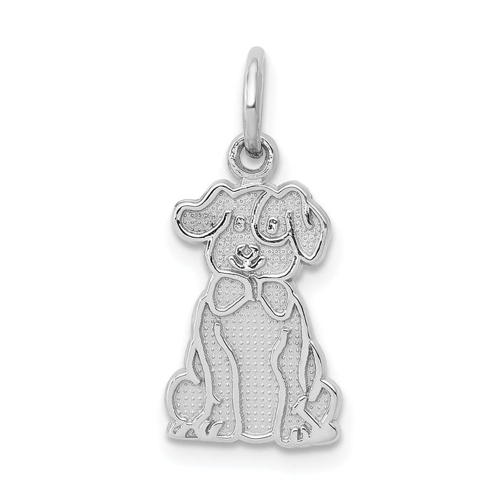 Lovely Rita's Pendants & Charms 14k White Gold Textured Polished Finish Puppy Charm Pendant