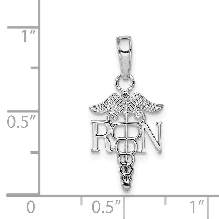 Lovely Rita's Pendants & Charms 14k White Gold Textured Polished Finish R.N Charm Pendant