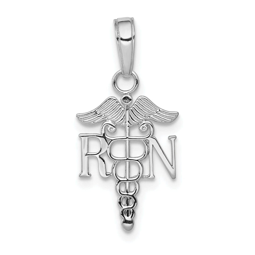 Lovely Rita's Pendants & Charms 14k White Gold Textured Polished Finish R.N Charm Pendant