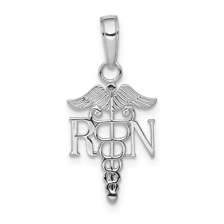 Lovely Rita's Pendants & Charms 14k White Gold Textured Polished Finish R.N Charm Pendant