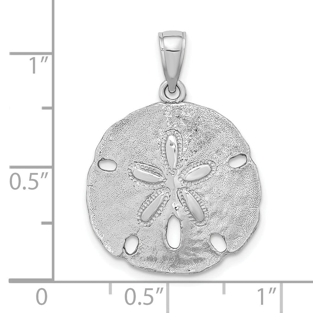 Lovely Rita's Pendants & Charms 14k White Gold Textured Polished Finish Sand Dollar Charm Pendant