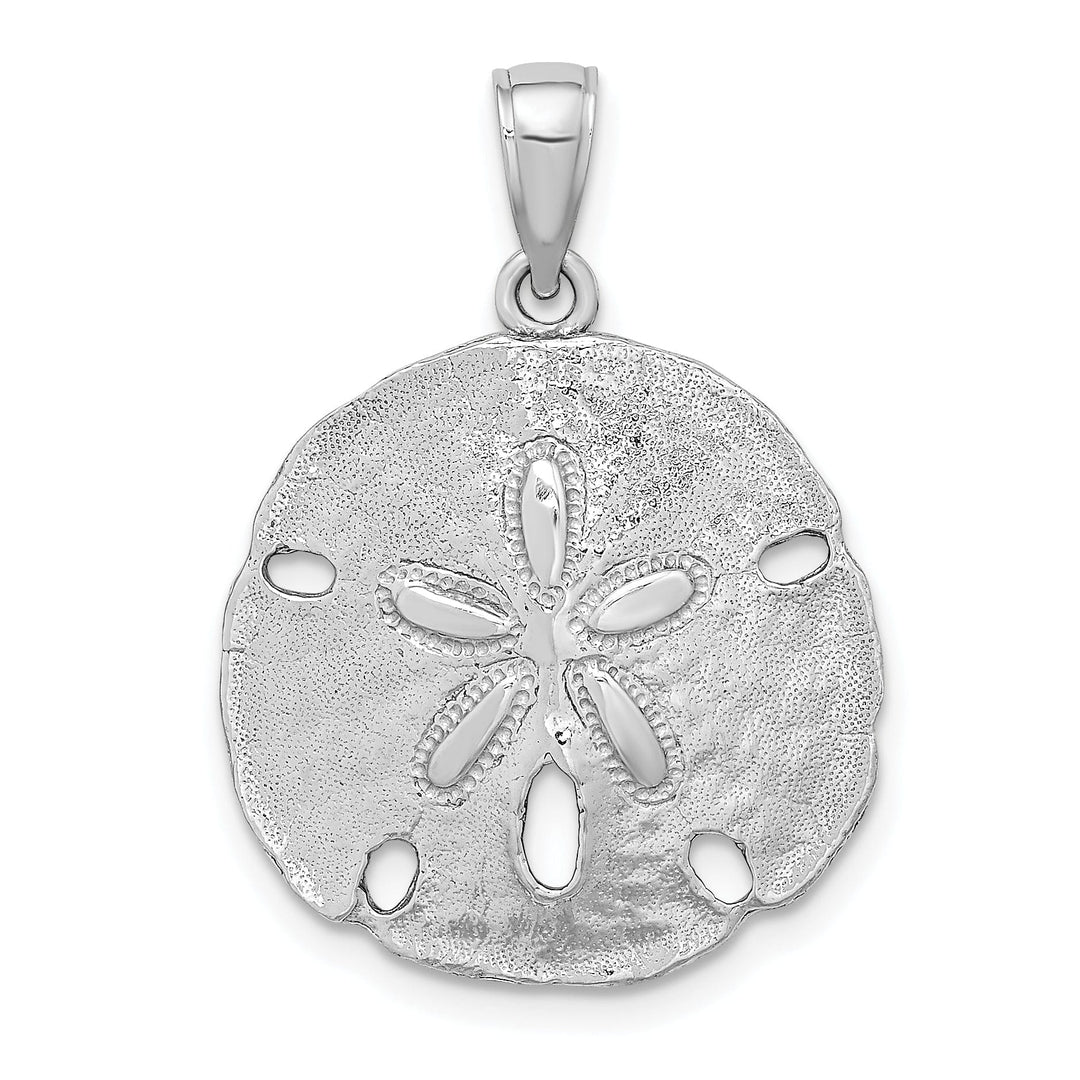 Lovely Rita's Pendants & Charms 14k White Gold Textured Polished Finish Sand Dollar Charm Pendant