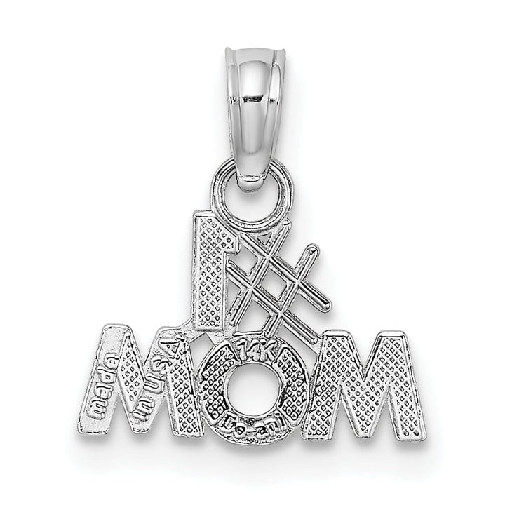 Lovely Rita's Pendants & Charms 14K White Gold Textured Polished Finish Script #1 MOM Charm Pendant