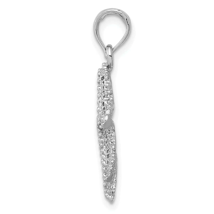 Lovely Rita's Pendants & Charms 14k White Gold Textured Polished Finish Solid Open-Backed Starfish Charm Pendant