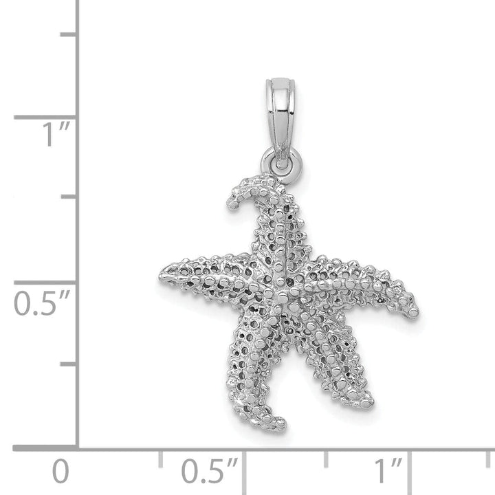Lovely Rita's Pendants & Charms 14k White Gold Textured Polished Finish Solid Open-Backed Starfish Charm Pendant