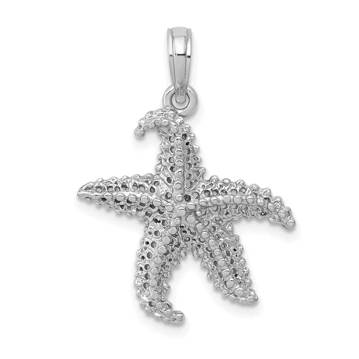 Lovely Rita's Pendants & Charms 14k White Gold Textured Polished Finish Solid Open-Backed Starfish Charm Pendant