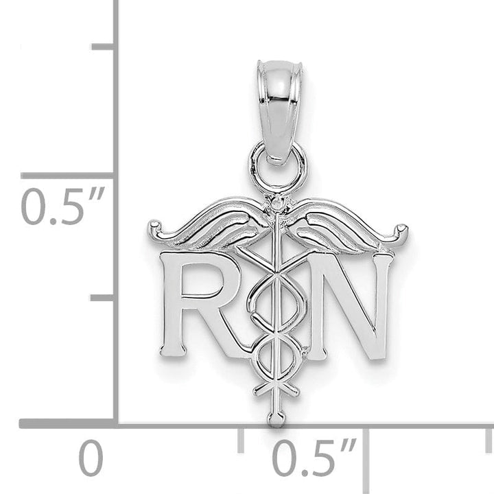 Lovely Rita's Pendants & Charms 14K White Gold Textured Polished Finish Solid R.N Registered Nurse Charm Pendant