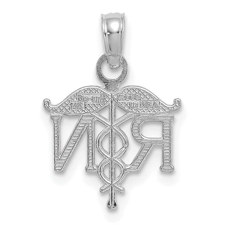 Lovely Rita's Pendants & Charms 14K White Gold Textured Polished Finish Solid R.N Registered Nurse Charm Pendant