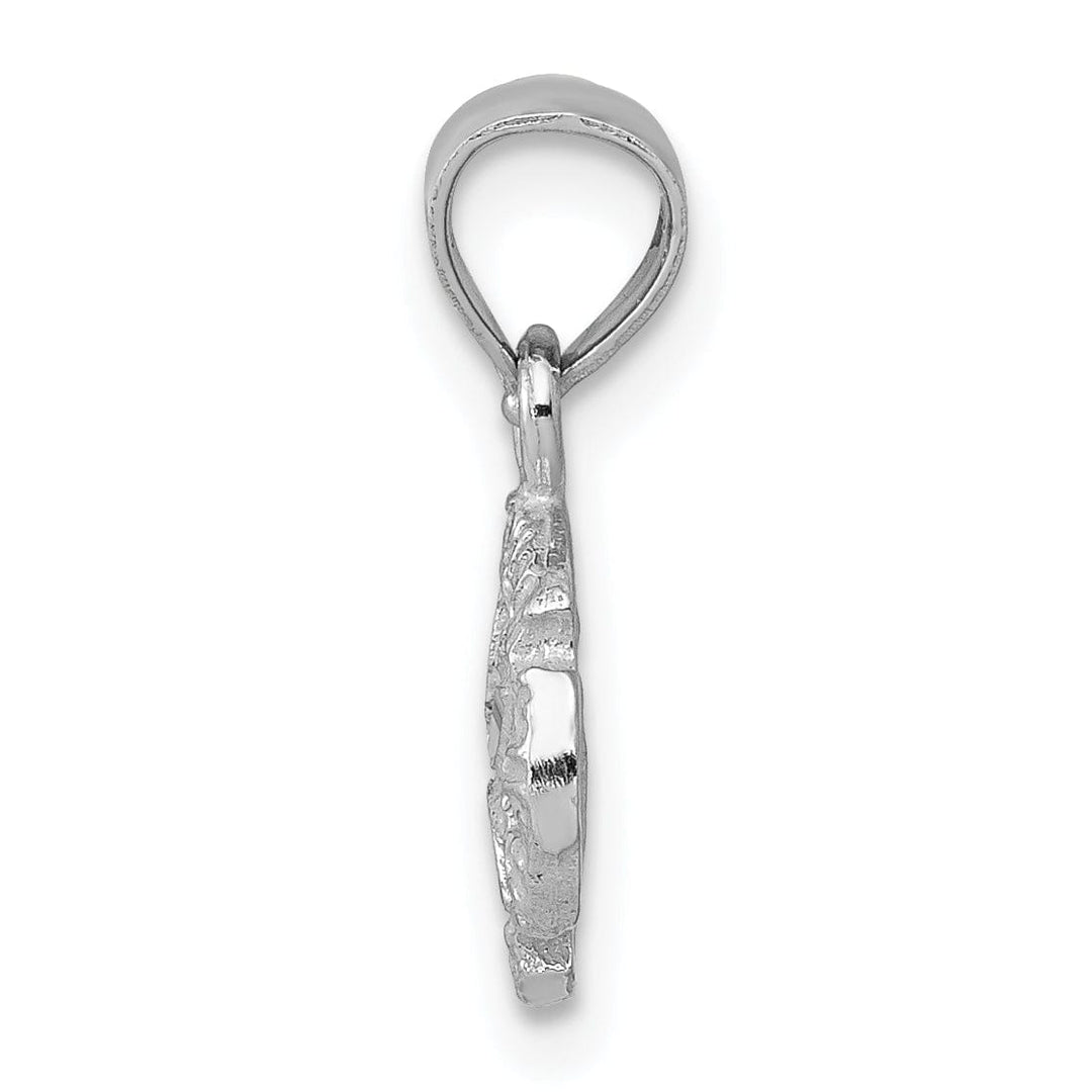 Lovely Rita's Pendants & Charms 14k White Gold Textured Polished Finish Solid Sea Sand Dollar Charm Pendant