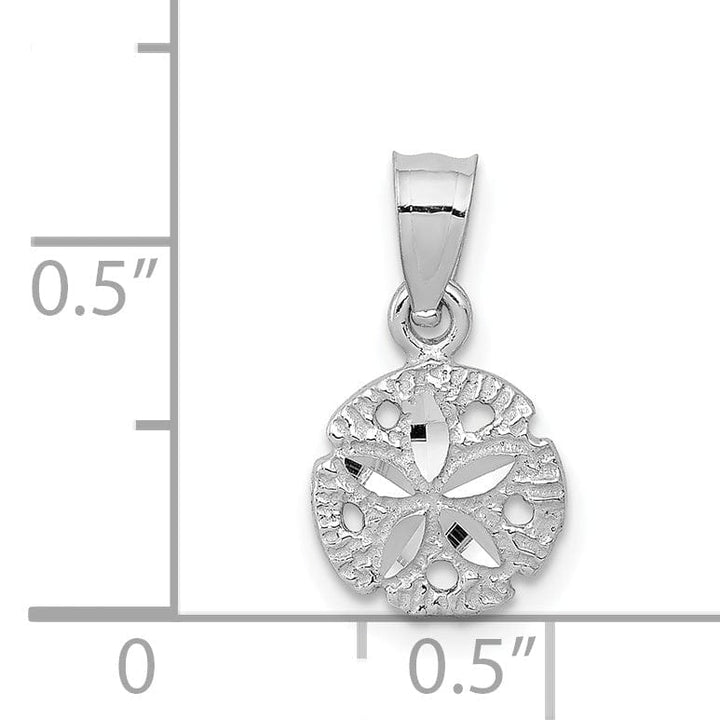 Lovely Rita's Pendants & Charms 14k White Gold Textured Polished Finish Solid Sea Sand Dollar Charm Pendant