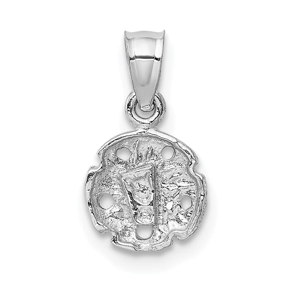 Lovely Rita's Pendants & Charms 14k White Gold Textured Polished Finish Solid Sea Sand Dollar Charm Pendant