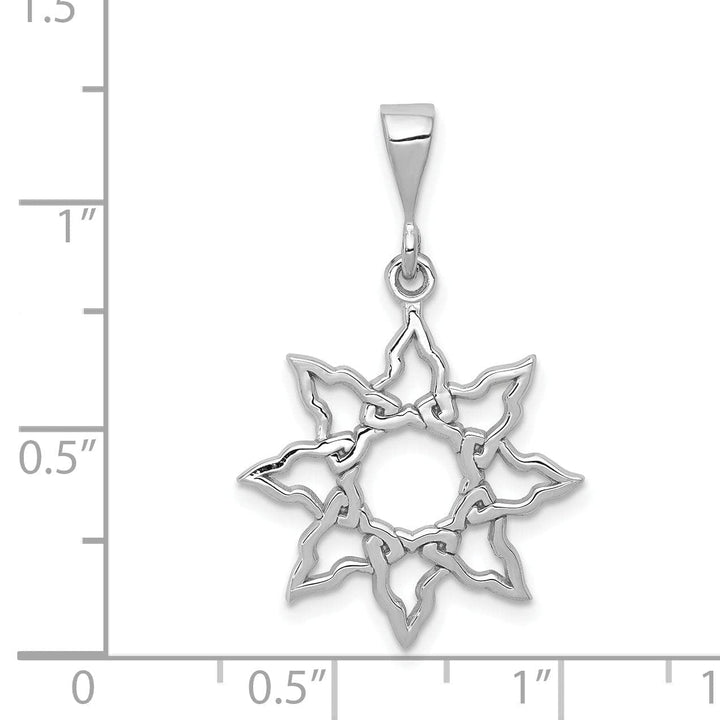 Lovely Rita's Pendants & Charms 14k White Gold Textured Polished Finish Sun Design Charm Pendant