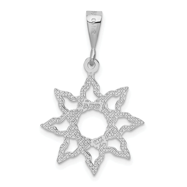 Lovely Rita's Pendants & Charms 14k White Gold Textured Polished Finish Sun Design Charm Pendant