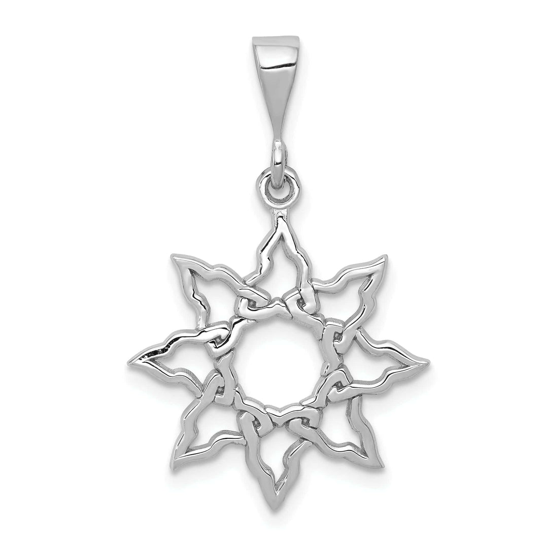 Lovely Rita's Pendants & Charms 14k White Gold Textured Polished Finish Sun Design Charm Pendant