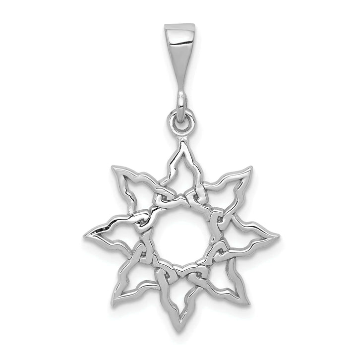 Lovely Rita's Pendants & Charms 14k White Gold Textured Polished Finish Sun Design Charm Pendant