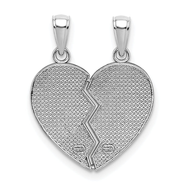 Lovely Rita's Pendants & Charms 14K White Gold Textured, Red, Green Enamel Finish BIG-LITTLE SISTER Break Apart Heart Charm Pendant