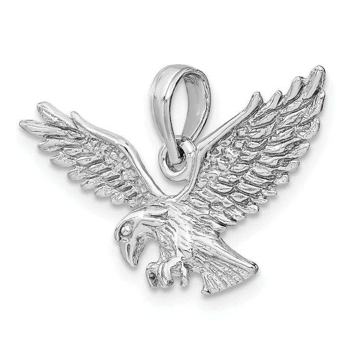 Lovely Rita's Pendants & Charms 14k White Gold Textured Solid Polished Finish Eagle Landing Mens Charm Pendant