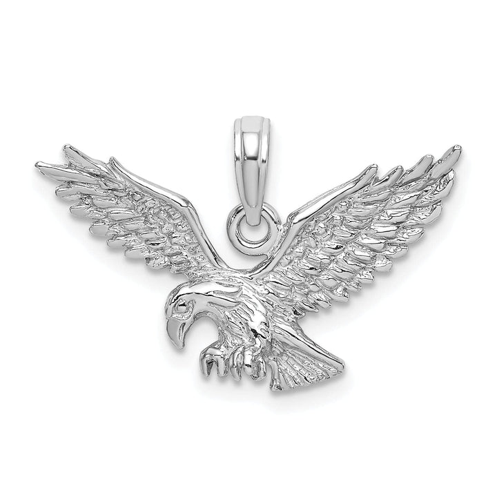 Lovely Rita's Pendants & Charms 14k White Gold Textured Solid Polished Finish Eagle Landing Mens Charm Pendant
