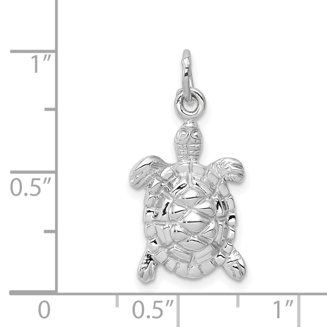 Lovely Rita's Pendants & Charms 14k White Gold Textured Solid Polished Finish Open-Backed Turtle Men's Charm Pendant