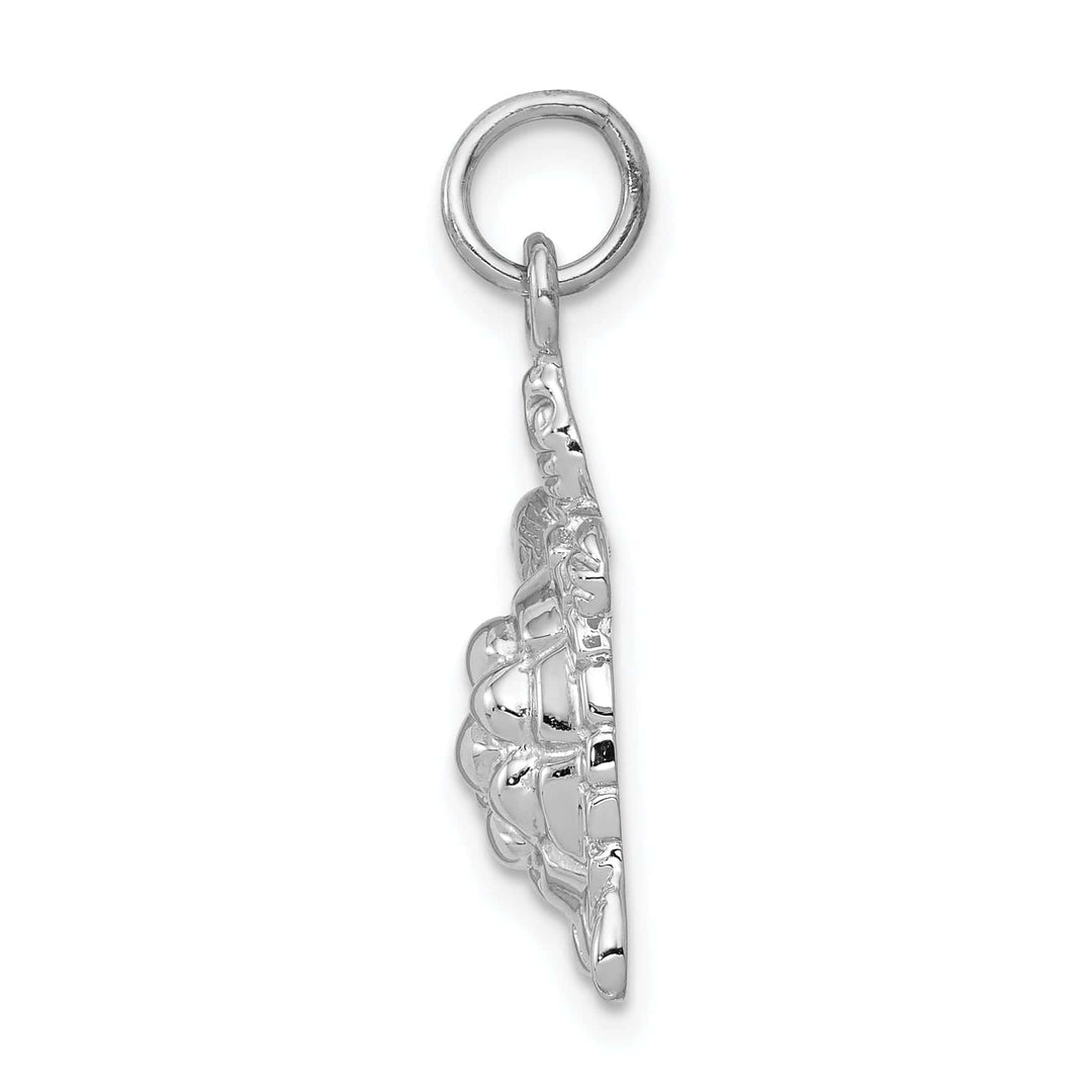 Lovely Rita's Pendants & Charms 14k White Gold Textured Solid Polished Finish Open-Backed Turtle Men's Charm Pendant
