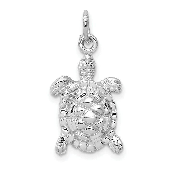 Lovely Rita's Pendants & Charms 14k White Gold Textured Solid Polished Finish Open-Backed Turtle Men's Charm Pendant