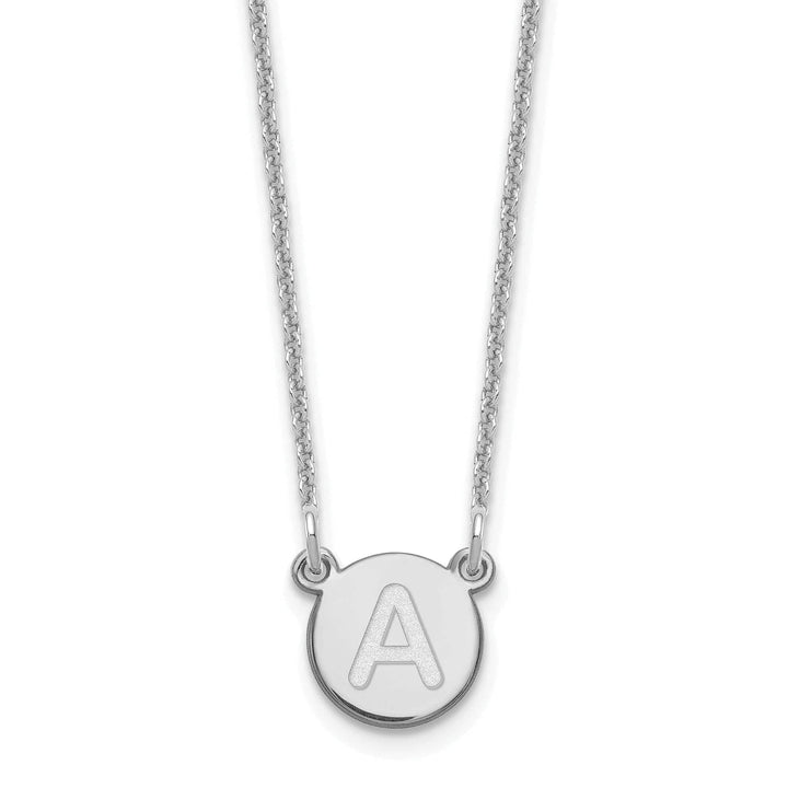 Lovely Rita's Pendants & Charms 14k White Gold Tiny Circle Block Letter A Initial Pendant and Necklace