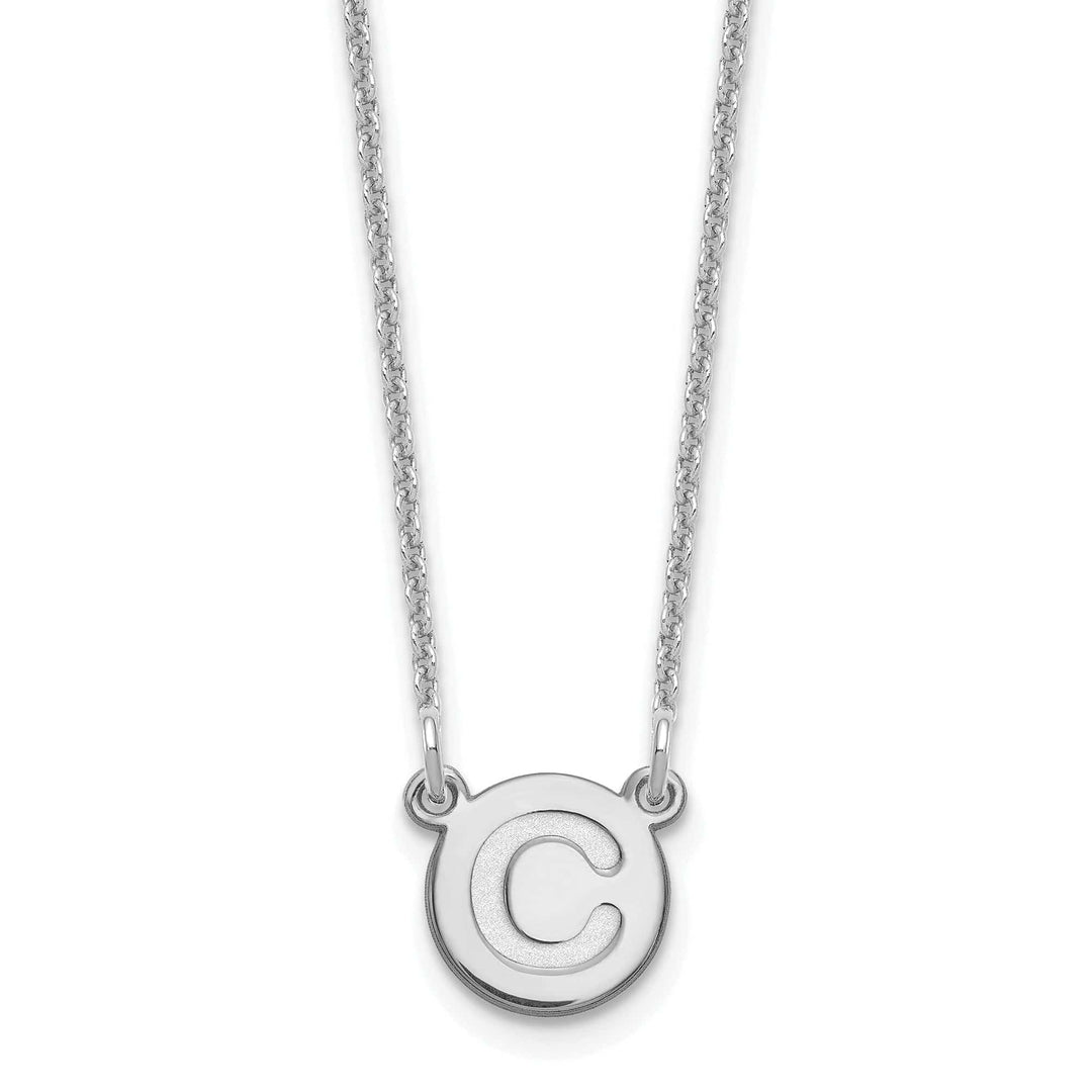 Lovely Rita's Pendants & Charms 14k White Gold Tiny Circle Block Letter C Initial Pendant and Necklace