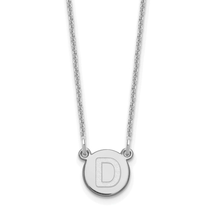 Lovely Rita's Pendants & Charms 14k White Gold Tiny Circle Block Letter D Initial Pendant and Necklace