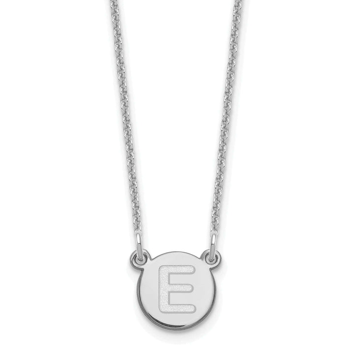 Lovely Rita's Pendants & Charms 14k White Gold Tiny Circle Block Letter E Initial Pendant and Necklace