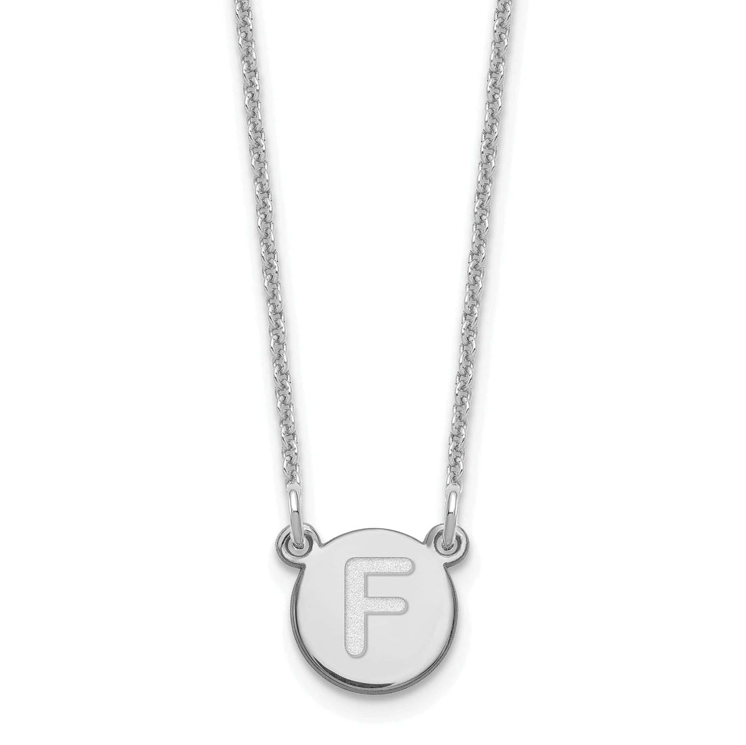 Lovely Rita's Pendants & Charms 14k White Gold Tiny Circle Block Letter F Initial Pendant and Necklace