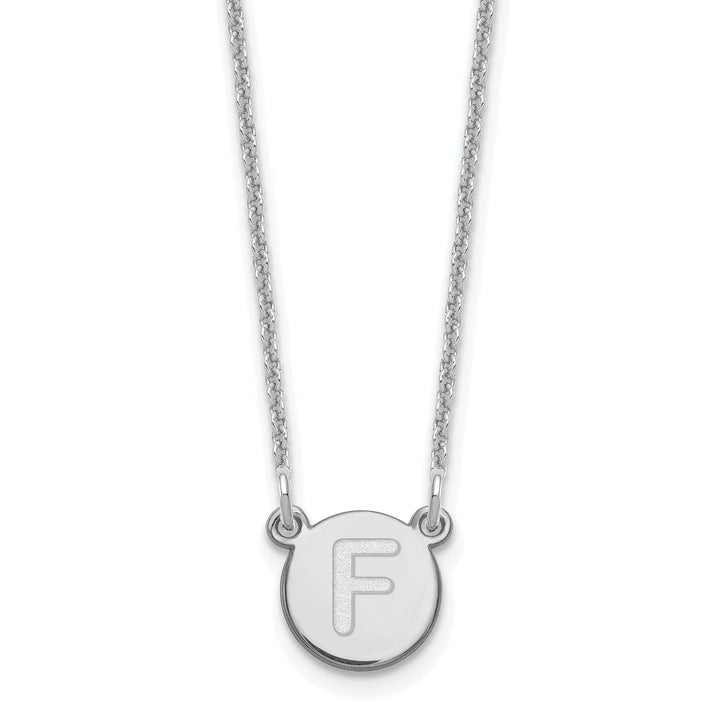 Lovely Rita's Pendants & Charms 14k White Gold Tiny Circle Block Letter F Initial Pendant and Necklace