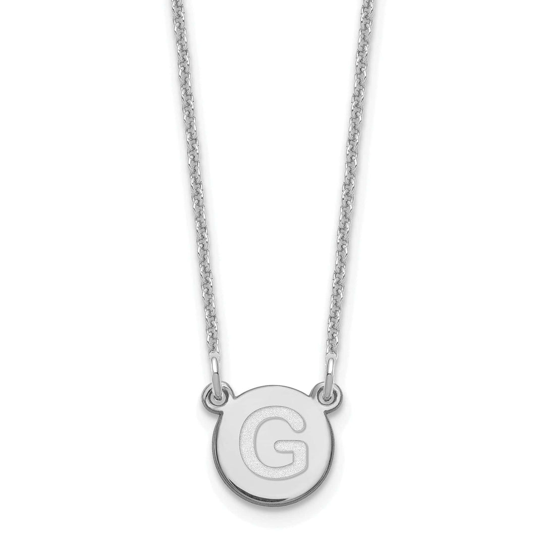 Lovely Rita's Pendants & Charms 14k White Gold Tiny Circle Block Letter G Initial Pendant and Necklace