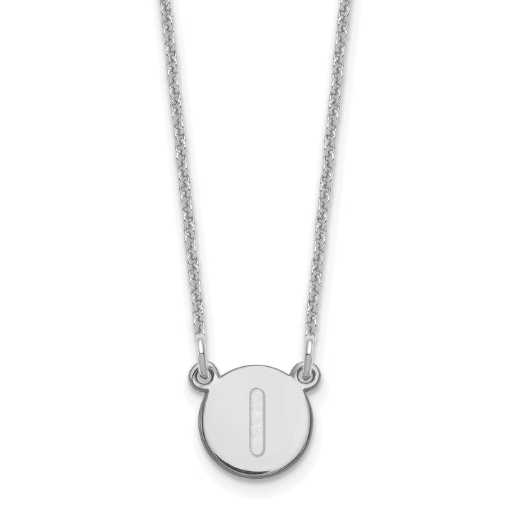 Lovely Rita's Pendants & Charms 14k White Gold Tiny Circle Block Letter I Initial Pendant and Necklace