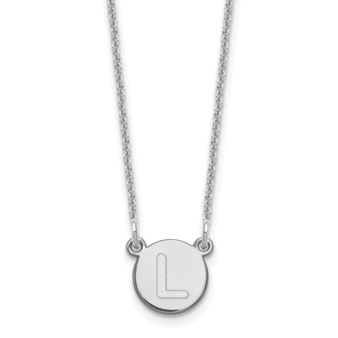 Lovely Rita's Pendants & Charms 14k White Gold Tiny Circle Block Letter L Initial Pendant and Necklace