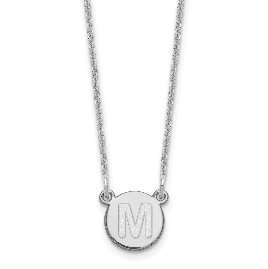 Lovely Rita's Pendants & Charms 14k White Gold Tiny Circle Block Letter M Initial Pendant and Necklace