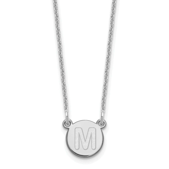 Lovely Rita's Pendants & Charms 14k White Gold Tiny Circle Block Letter M Initial Pendant and Necklace