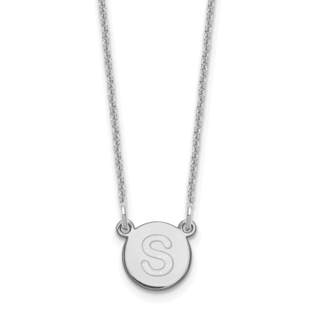 Lovely Rita's Pendants & Charms 14k White Gold Tiny Circle Block Letter S Initial Pendant and Necklace