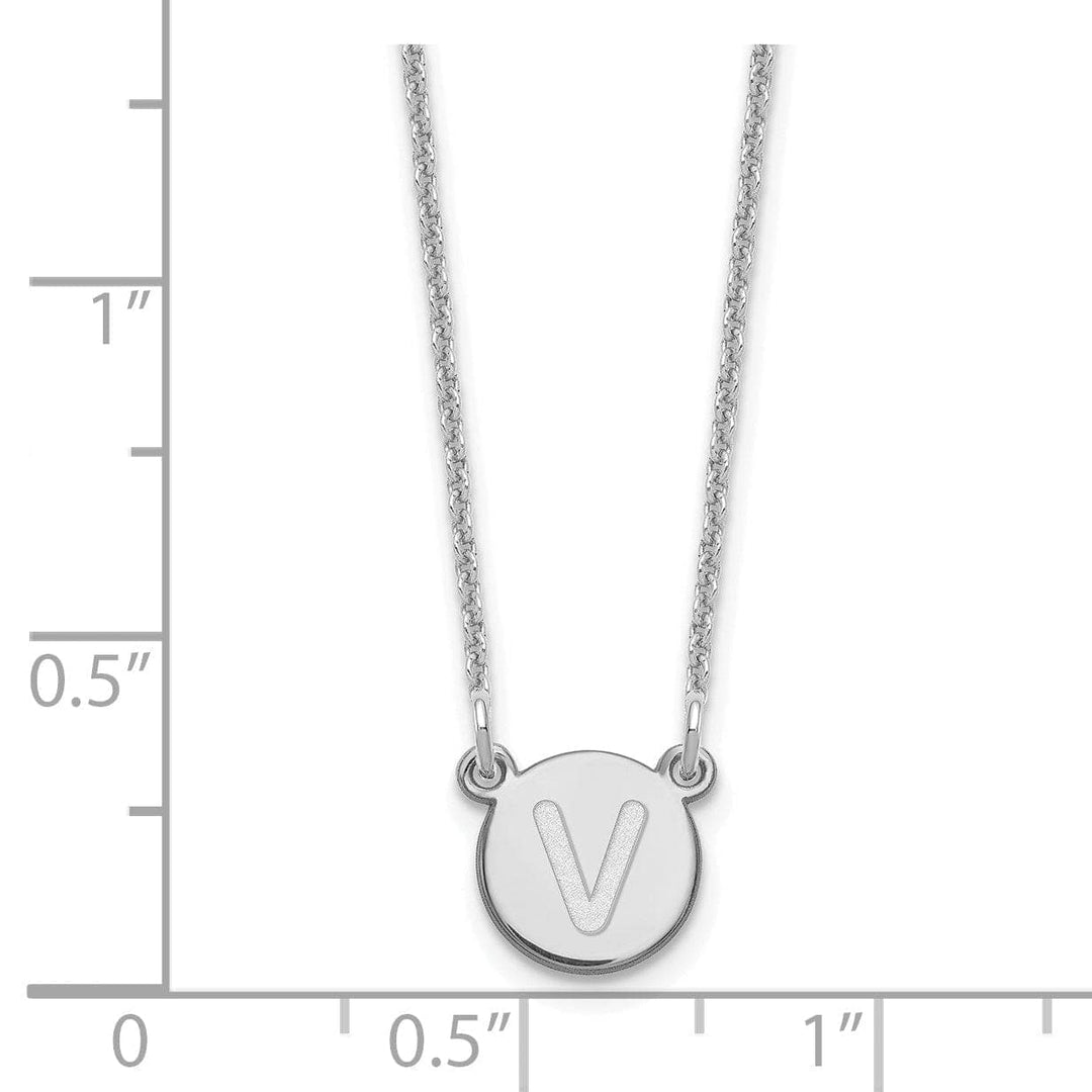 Lovely Rita's Pendants & Charms 14k White Gold Tiny Circle Block Letter V Initial Pendant and Necklace
