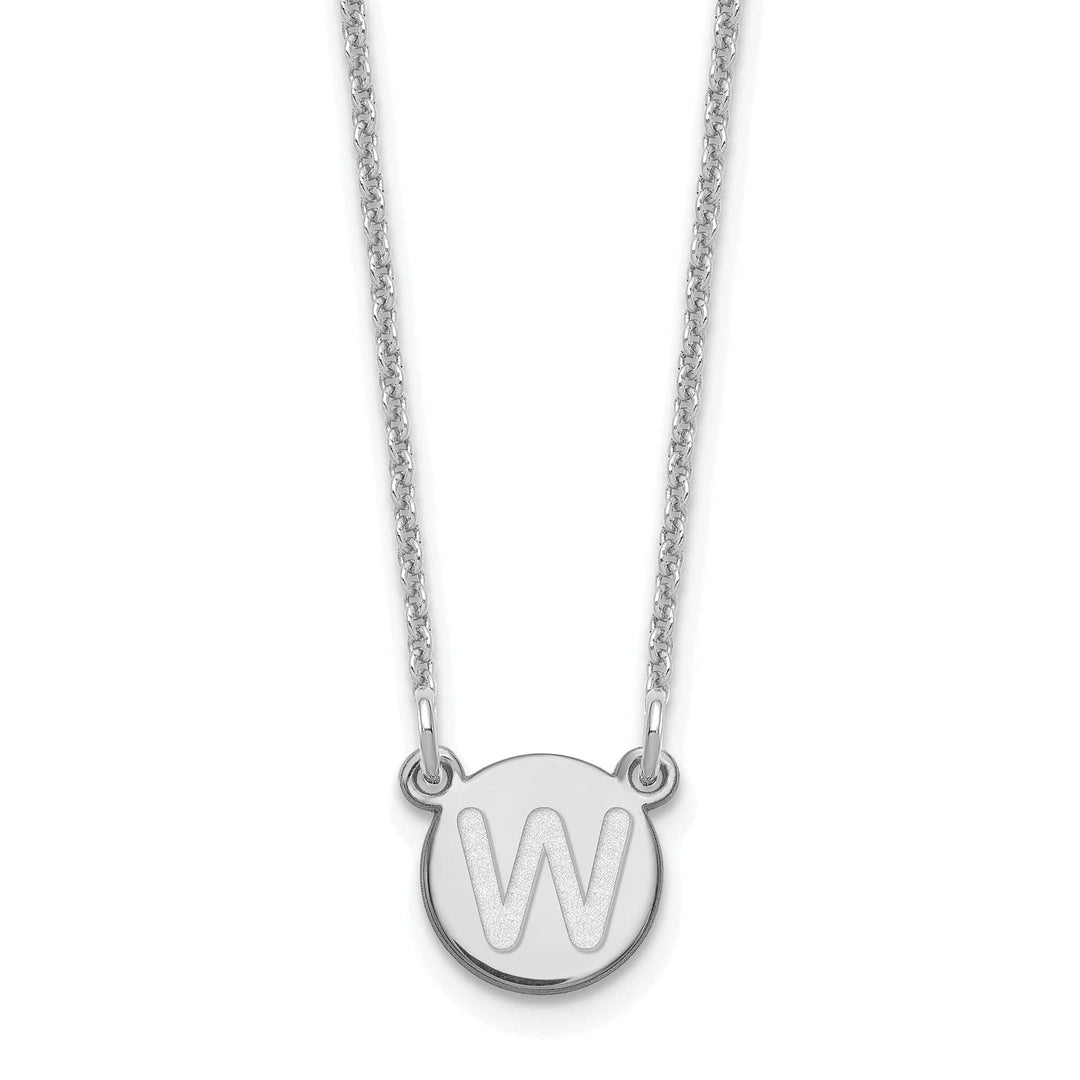Lovely Rita's Pendants & Charms 14k White Gold Tiny Circle Block Letter W Initial Pendant and Necklace
