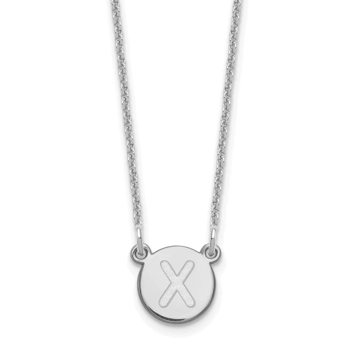 Lovely Rita's Pendants & Charms 14k White Gold Tiny Circle Block Letter X Initial Pendant and Necklace