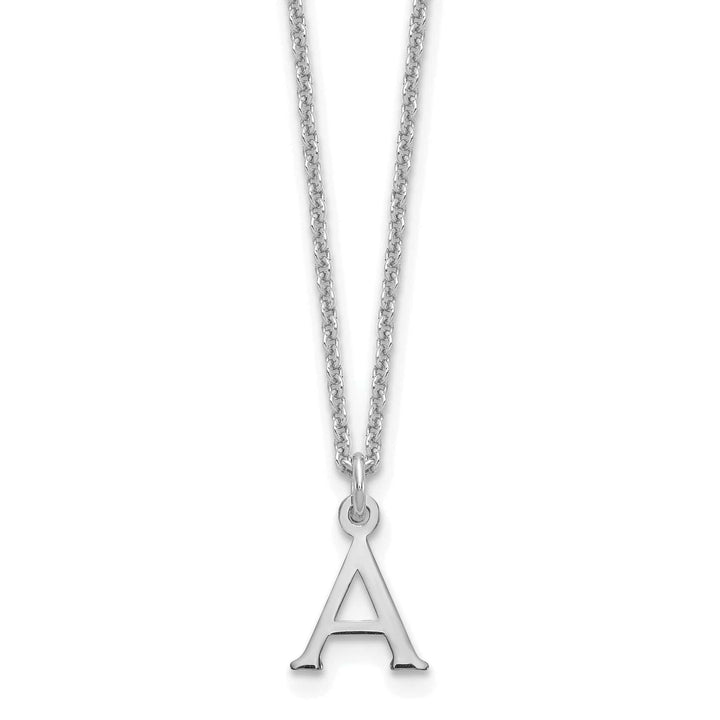 Lovely Rita's Pendants & Charms 14k White Gold Tiny Cut Out Block Letter A Initial Pendant and Necklace