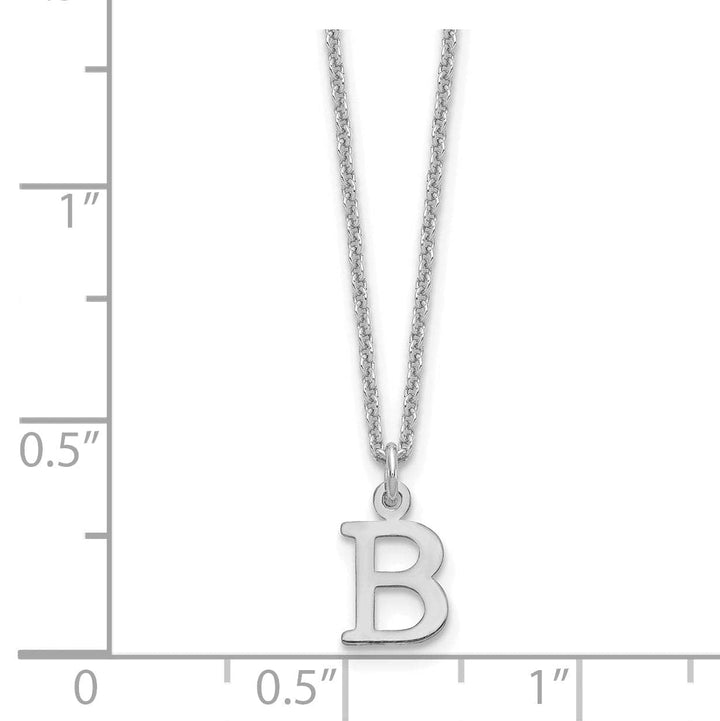 Lovely Rita's Pendants & Charms 14k White Gold Tiny Cut Out Block Letter B Initial Pendant and Necklace