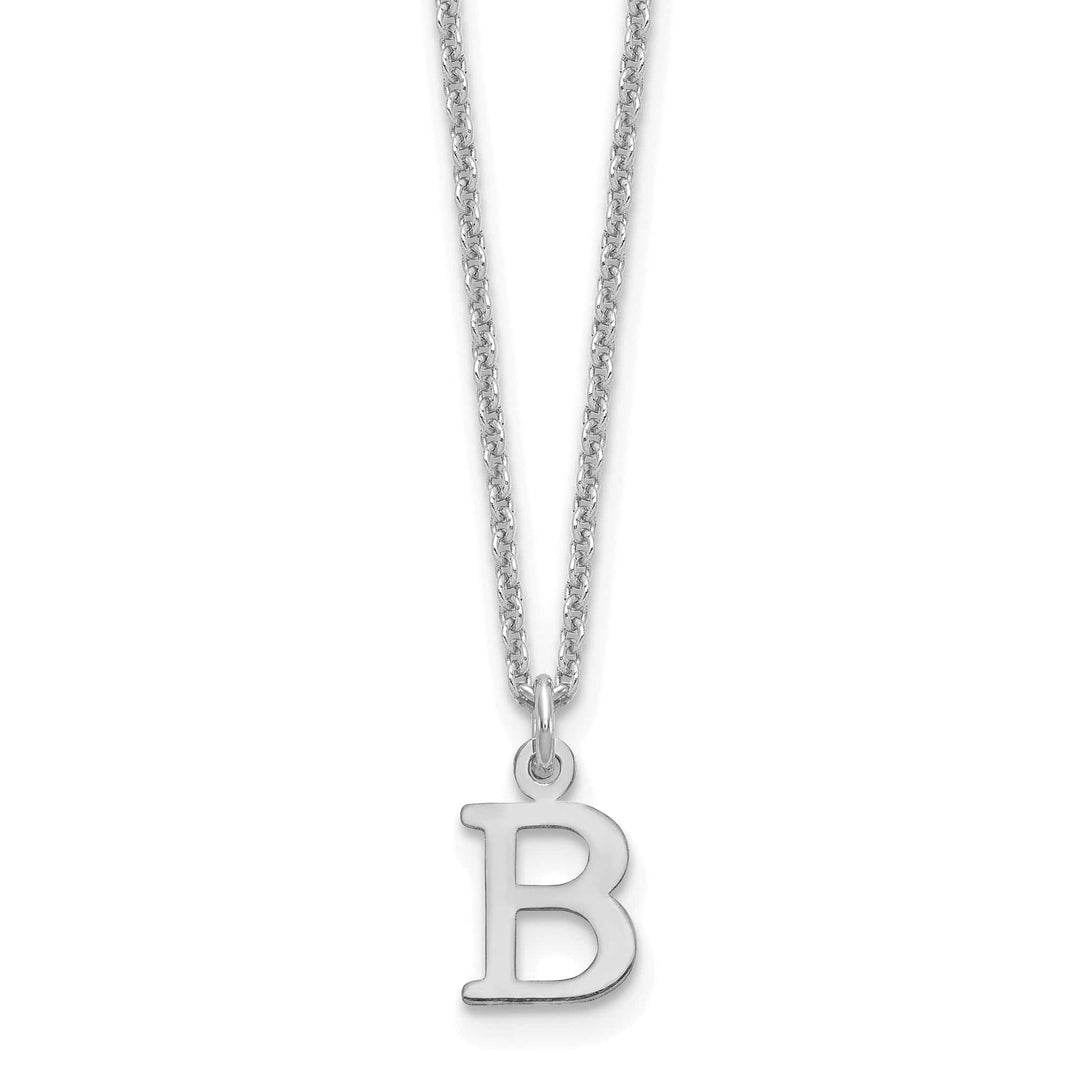 Lovely Rita's Pendants & Charms 14k White Gold Tiny Cut Out Block Letter B Initial Pendant and Necklace