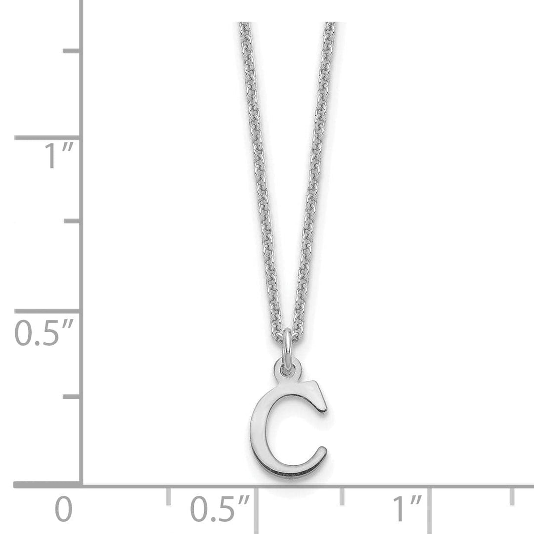 Lovely Rita's Pendants & Charms 14k White Gold Tiny Cut Out Block Letter C Initial Pendant and Necklace