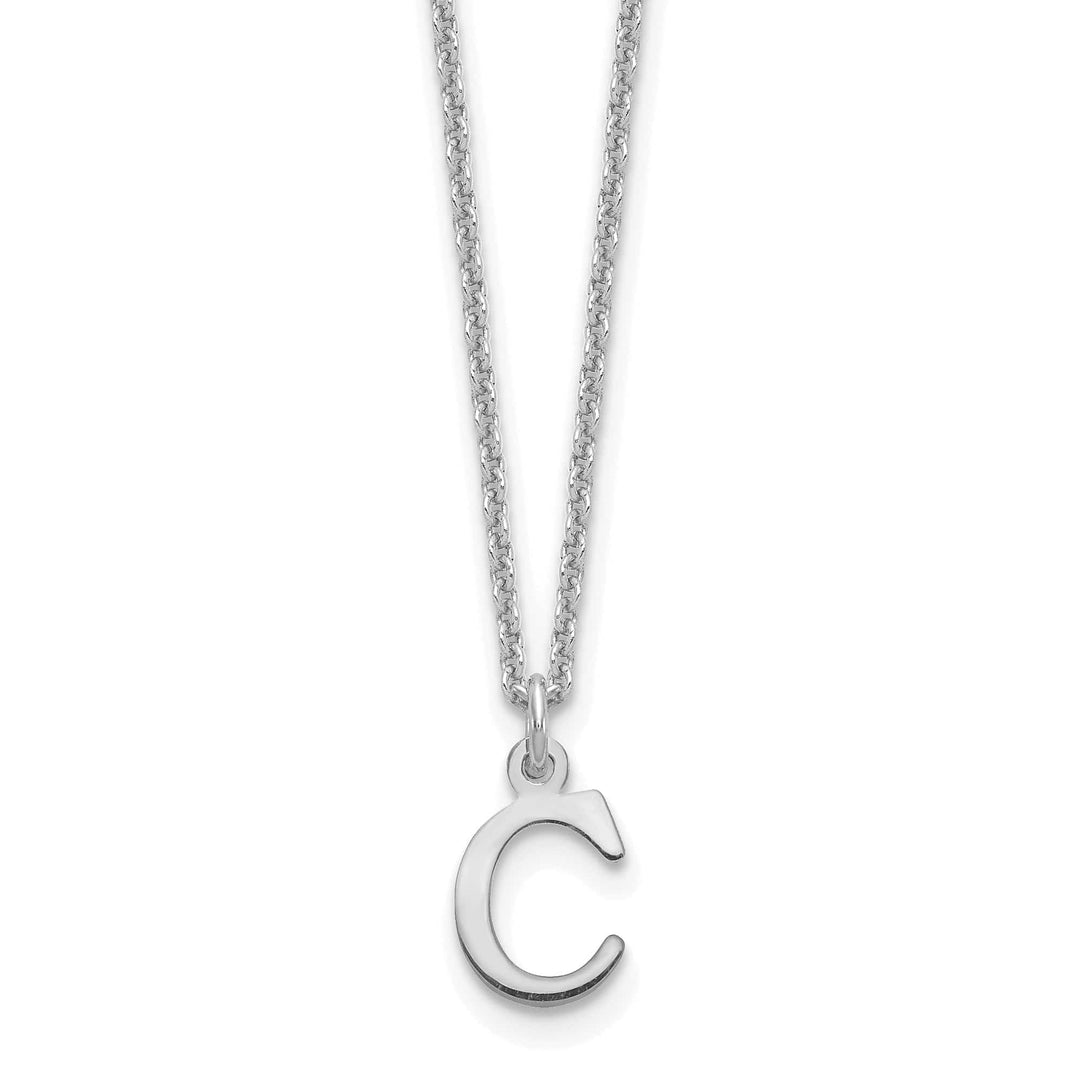 Lovely Rita's Pendants & Charms 14k White Gold Tiny Cut Out Block Letter C Initial Pendant and Necklace