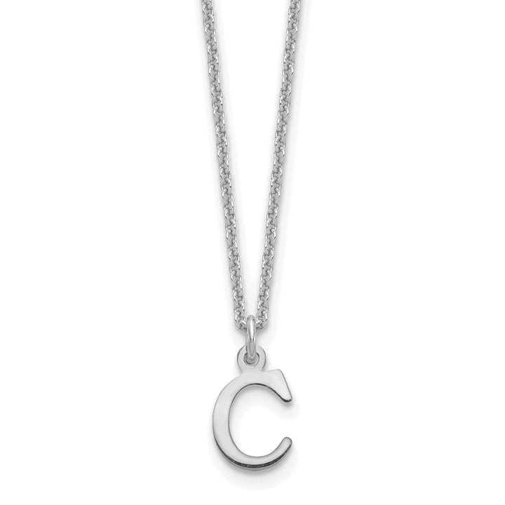 Lovely Rita's Pendants & Charms 14k White Gold Tiny Cut Out Block Letter C Initial Pendant and Necklace