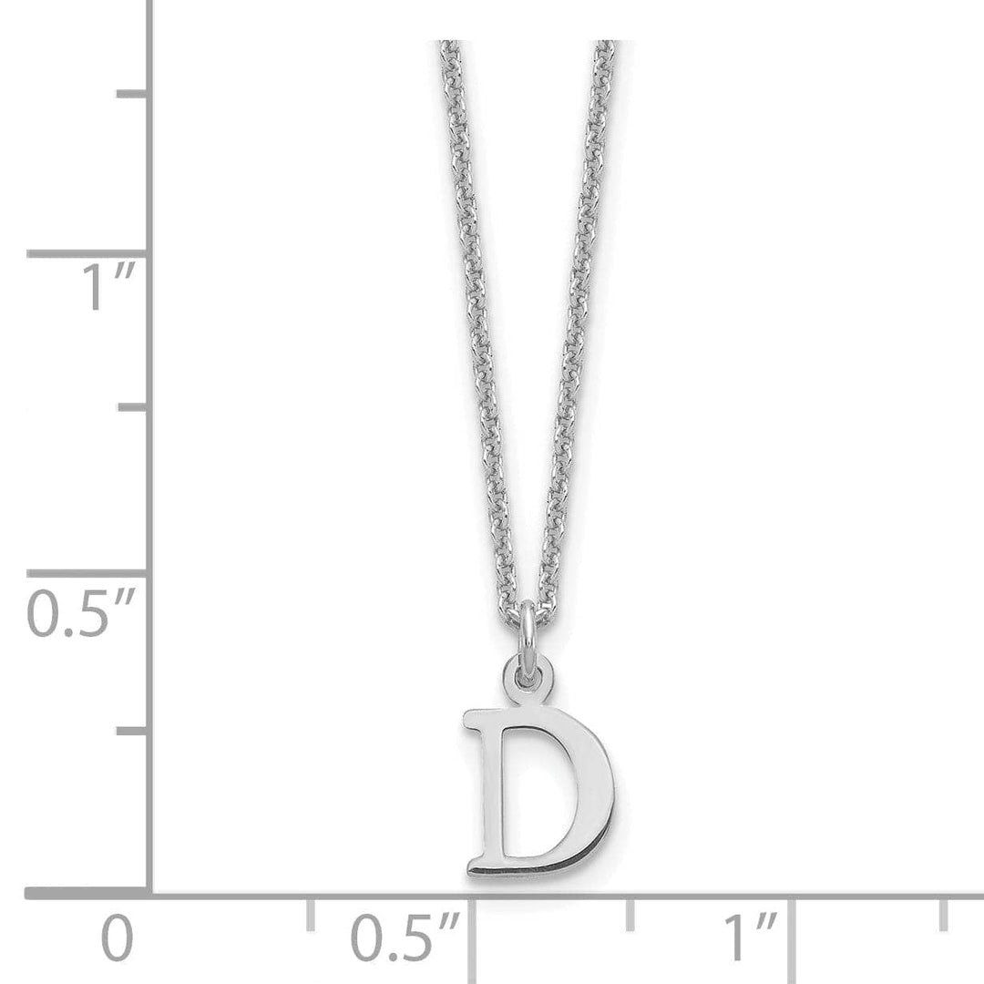Lovely Rita's Pendants & Charms 14k White Gold Tiny Cut Out Block Letter D Initial Pendant and Necklace