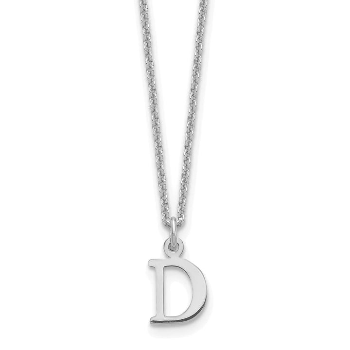 Lovely Rita's Pendants & Charms 14k White Gold Tiny Cut Out Block Letter D Initial Pendant and Necklace